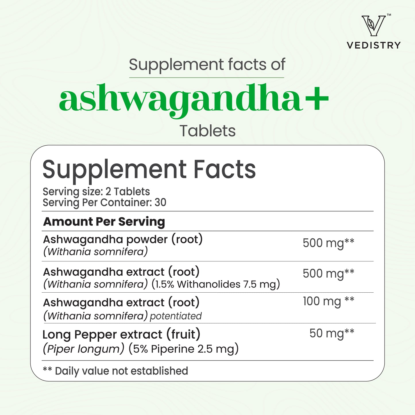 Vedistry ashwangandha+ Tablets