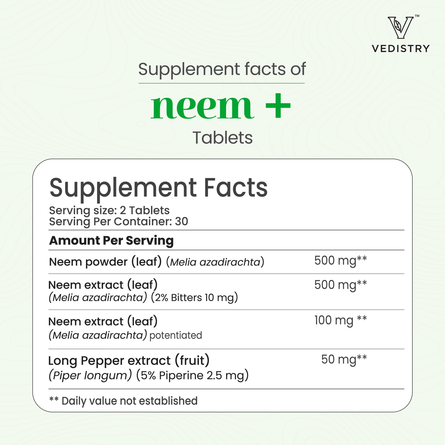 Vedistry neem+ Tablets
