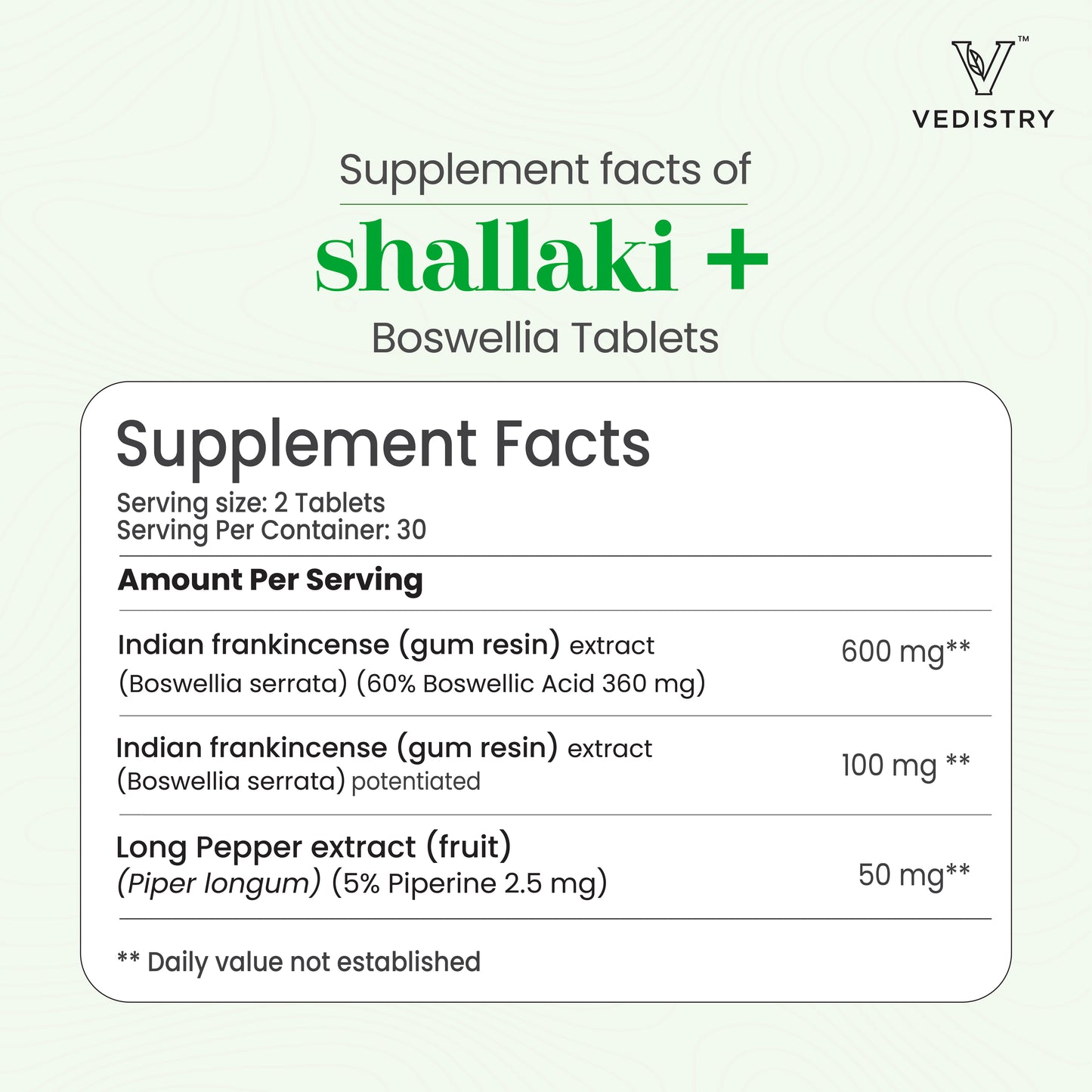 Vedistry shallaki+ Boswellia Tablets
