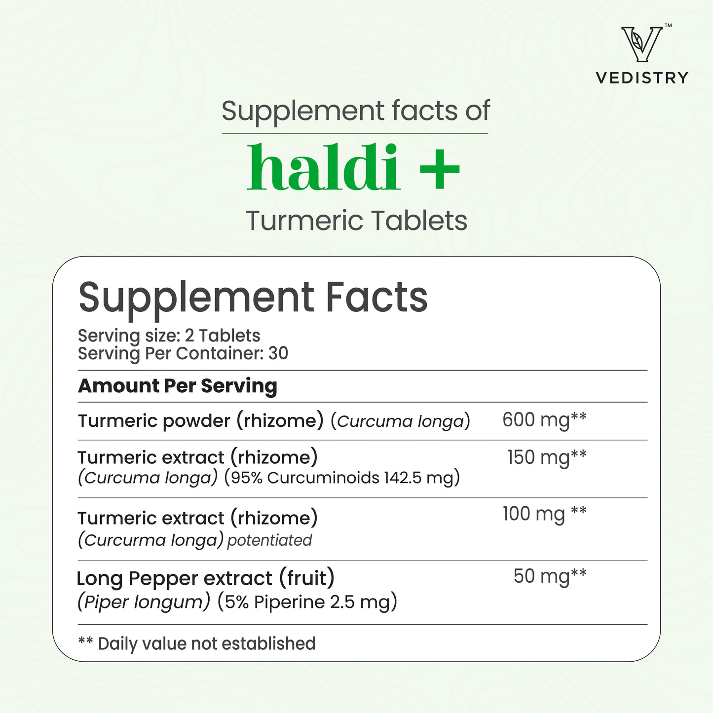 Vedistry Haldi+ (Turmeric) Tablets